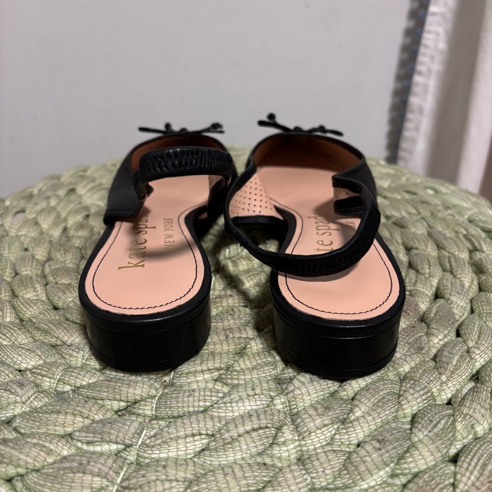 NEW Kate Spade Veronica Black Leather Point Toe Slingback Flats Size 7.5 - Picture 8 of 10